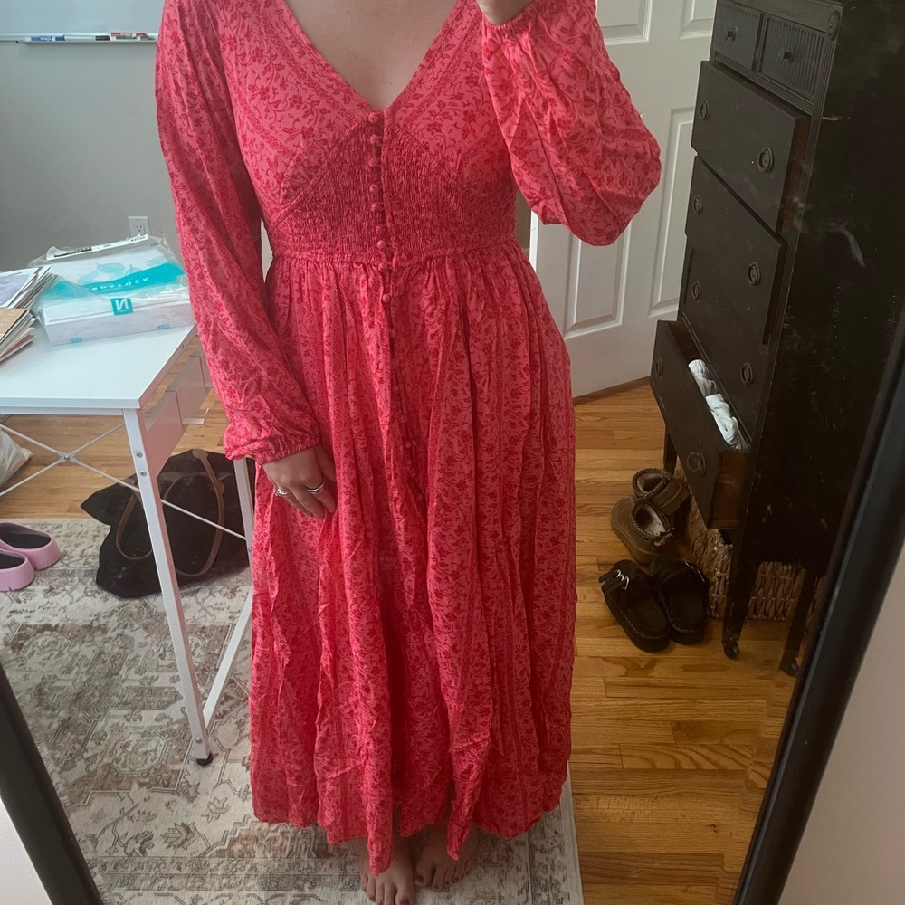 Elegant Red Floral Dress